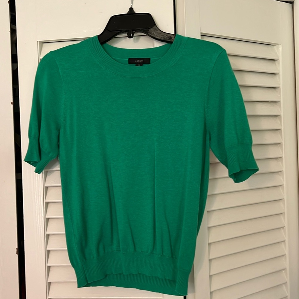 J.CREW mid sleeve sweater in shamrock green, size S